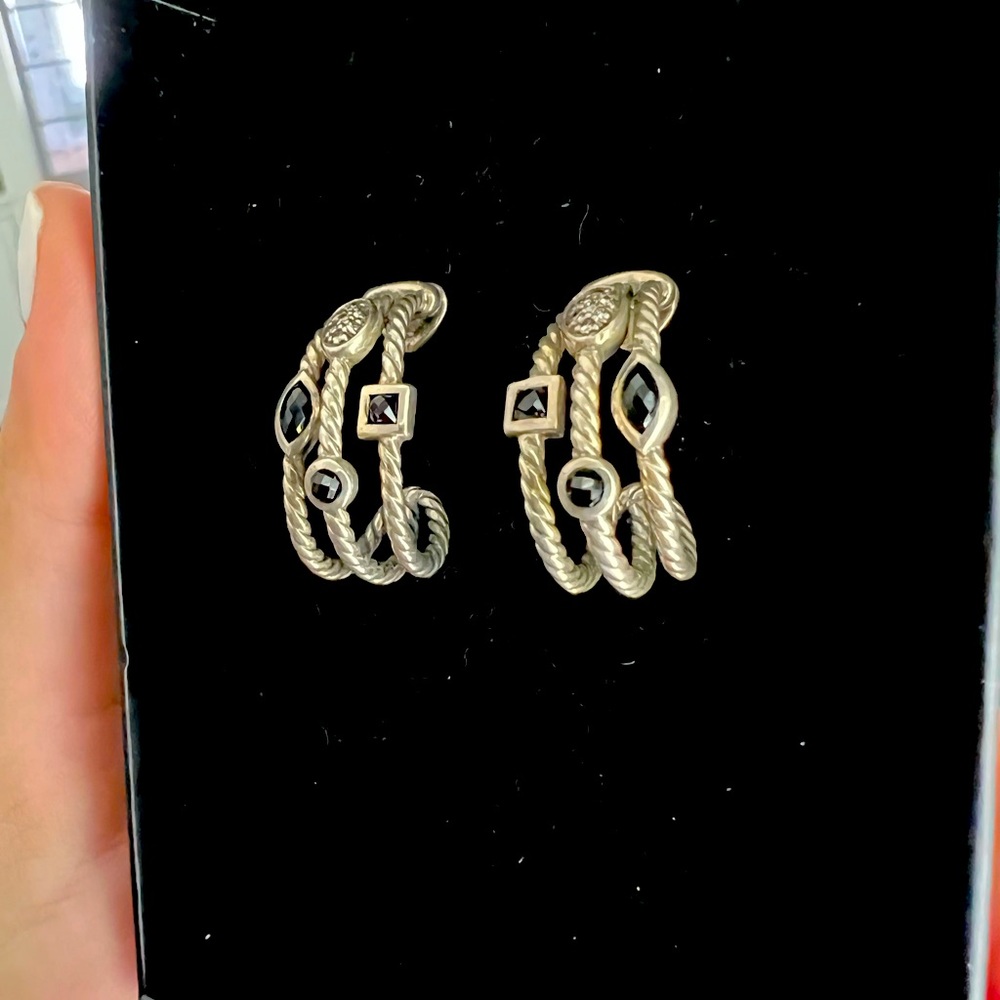 David Yurman Three-row Confetti Hoops